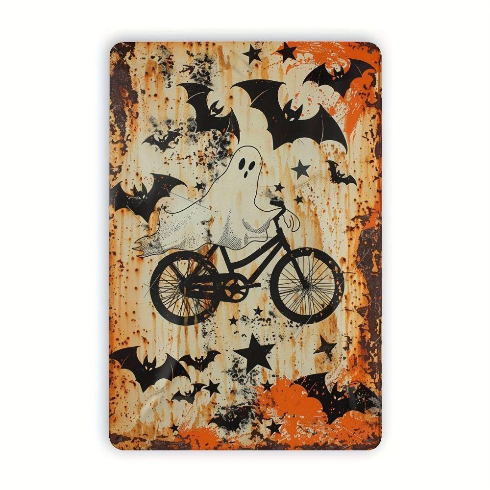 Witch Cat Forest Halloween Sign Metal Tin Sign 20x30 cm Wall Decor