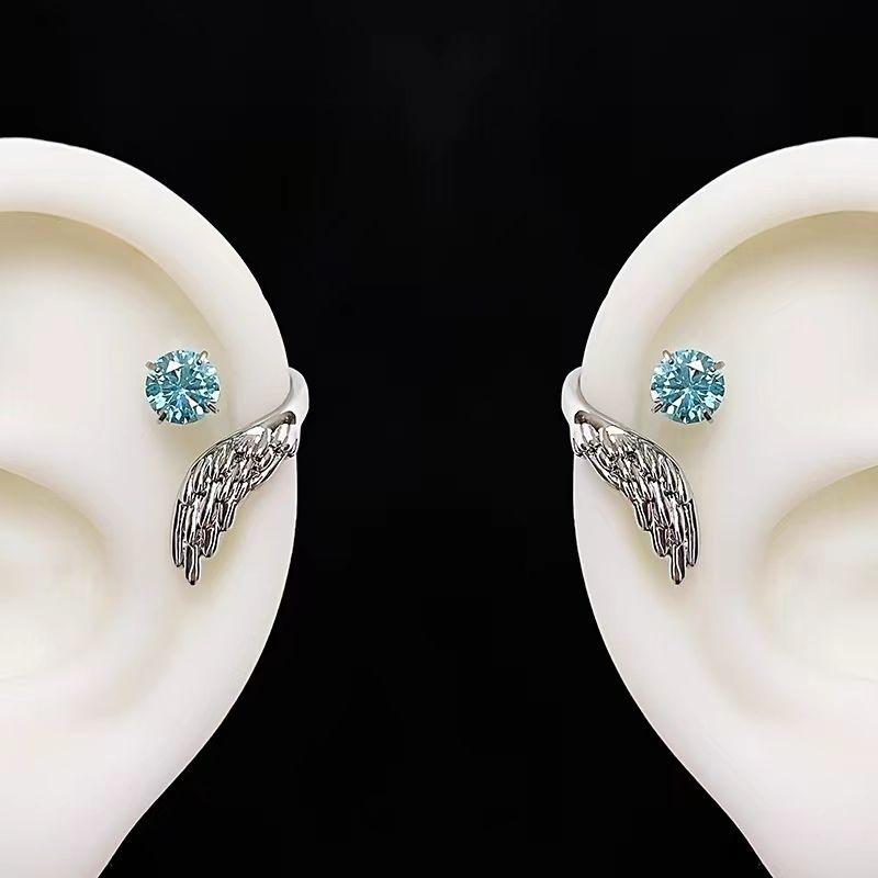 

1 пара Цветное крыло Нержавеющая сталь Гвоздик для кости уха Для женщин Новая мода Полные страз Серьги Аксессуары для уха