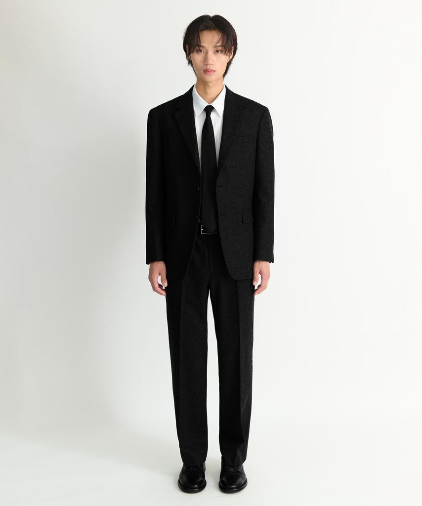 NONBLANK Wool Flannel Semi-Overfit Slacks_Black