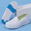 Women's Genuine Leather Breathable Non-Slip Nurse Shoes - Soft Sole, Hollow Design for Autumn