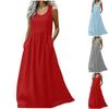 Dresses For Women Summer R-Neck Casual Sleeveless A Line Maxi Dress With Pockets