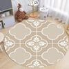 Modern Cream Round Rug with Abstract Black Lines Pattern Minimalist Carpet for Living Room Bedroom Home Decor Non-Slip Floor Mat