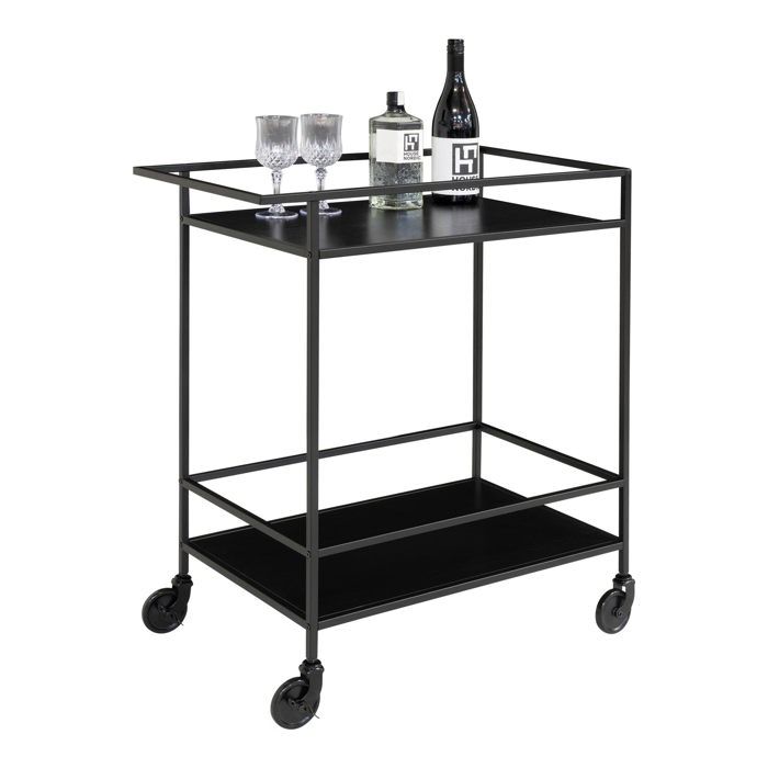 444247 House Nordic Chariot de bar Avery 68x40x59 cm Noir