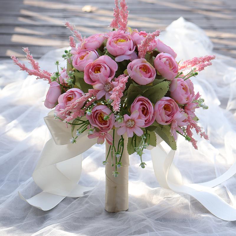 Korean Style Bridal Bouquet for Weddings - Artificial Flower Ball for Bridesmaids & Photo Props