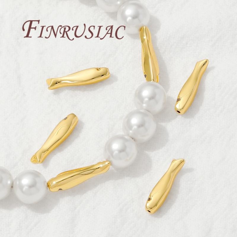 15.3mm Fish Shape Beads 18K Gold Plated Separators For Bracelets Accessories,DIY Jewelry Making Supplies,Necklace Beads Findings