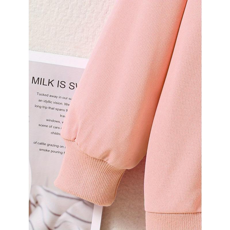 Cartoon Space Print Crew Neck Sweatshirt - Fabric Casual Active Pullover for Children - Regular Fit Applique Alphabet Pattern