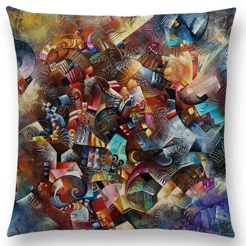New Gorgeous Abstract Art Painting Mysterious Color Vortex Fantasy Geometry Retro Cushion Cover Car Sofa Throw Pillow Case