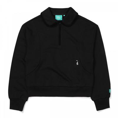 Women Half Zip Sweatshirt Collar Neck  Black  [23fw]