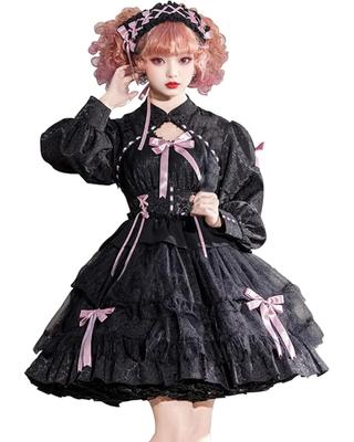 JIURUN Cosplay Lolita Lolita Gótica Plus Mori Dulce Gótica Femenino y Talla Única Disfraz de Una Pieza, Talla, Niña, Lolita, Vestido, Ropa para Travestismo,