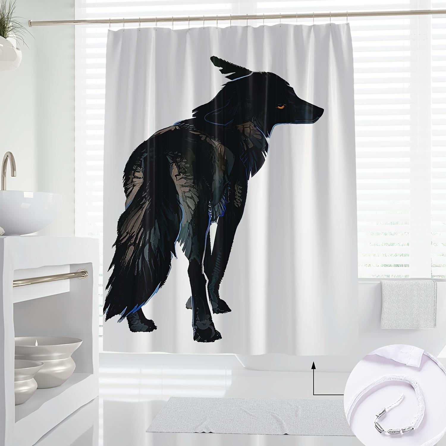 

1Pc Nordic Modern Minimalist Cartoon Cute Digital Print Shower Curtain, Artistic Theme, Waterproof Polyester Fabric, Partial Lin W60H190(CM)-1 Pcs