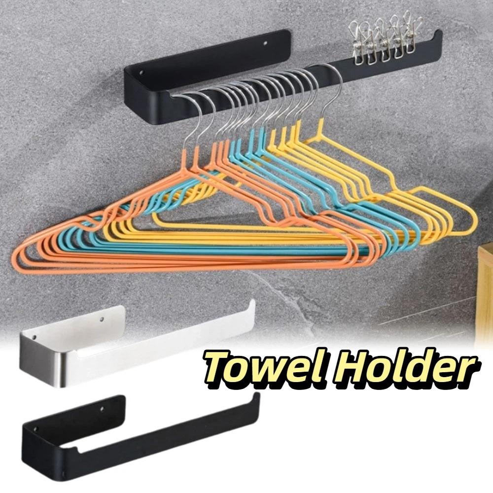 Self Adhesive Towel Holder Black Finish Towel Rail Toothbrush Holder Towel Hanger  Kitchen Use
