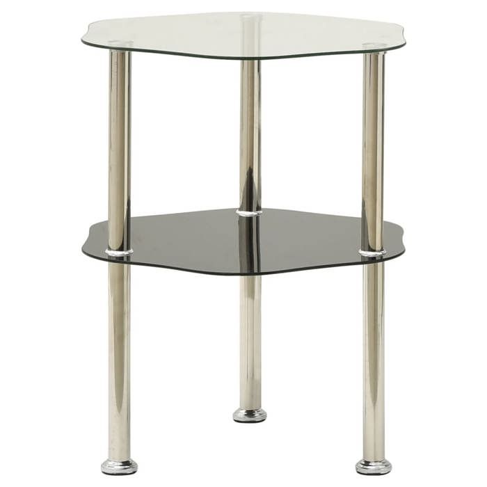 VidaXL Table 2 niveaux Transparent et noir 38x38x50 cm Verre trempé 322791