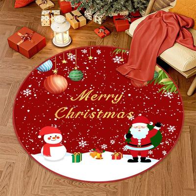 Christmas Carpet Beautiful Rug Merry Christmas Mat Winter Xmas Home Decor Kids Room Mat Round Bath Mat Circle Kitchen Floor Mat