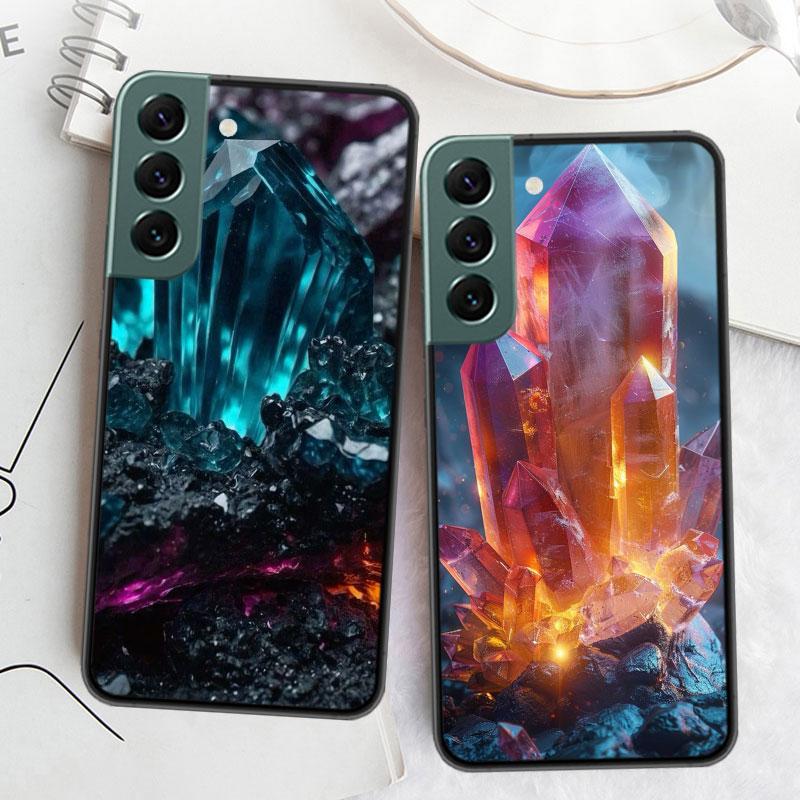 Natural Crystal Diamonds Phone Case For Samsung Galaxy S22 S25 Ultra S21 S10 Plus S26 Edge S20 S23 S24 FE Cover Silicone Sof