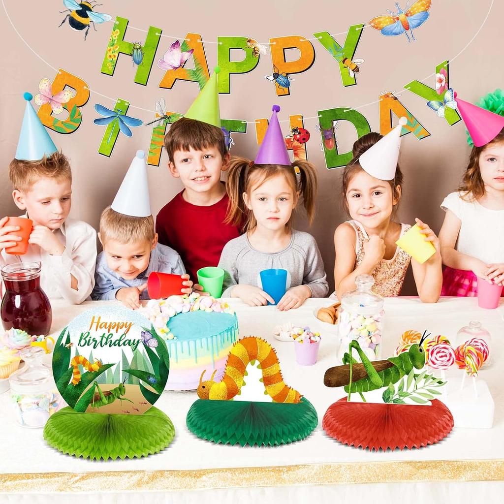 28 Pieces Bugs Party Decorations Spring Bugs Party Banner Bee Ladybugs Hanging Swirls Decor ect Birthday Honeycomb Centerpieces Decorations for Boys