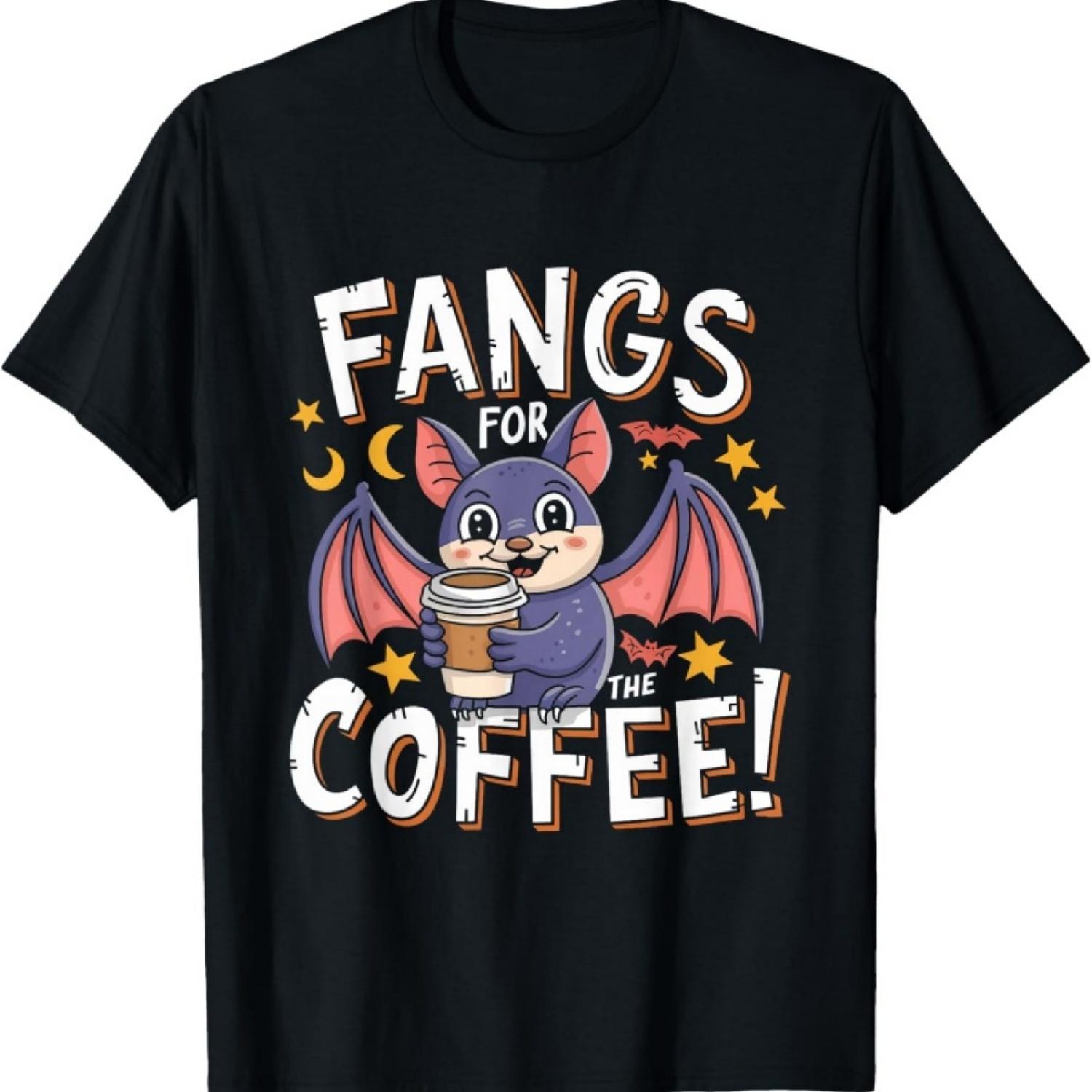 

Fangs For Coffee Vampire Dracula Cute Bat Latte Halloween T-Shirt XXXXXL різнокольоровий