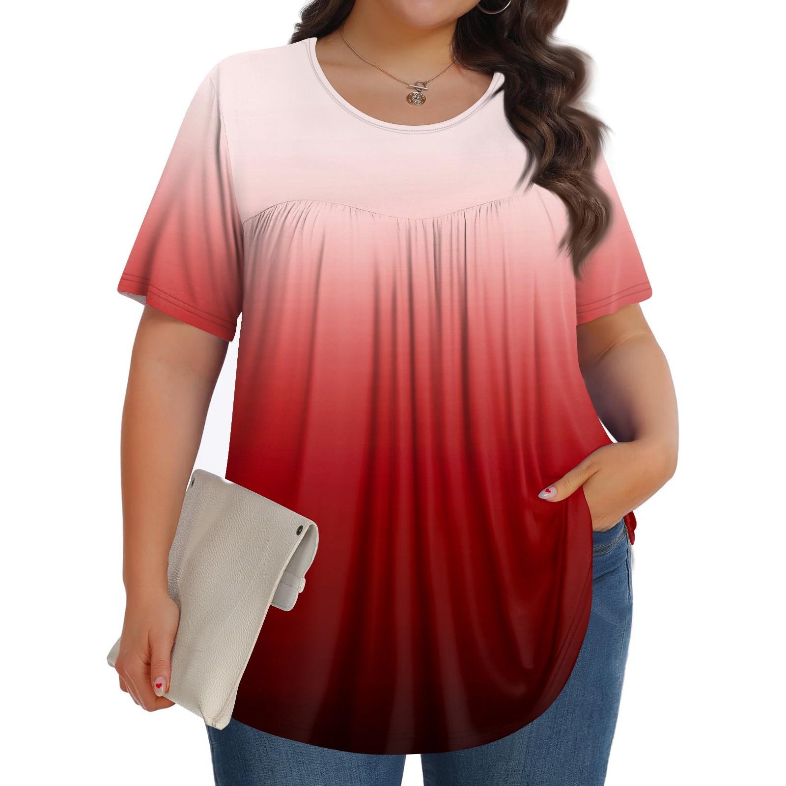 Женский модный повседневный топ с круглым вырезом и короткими рукавами с принтом — фото 9