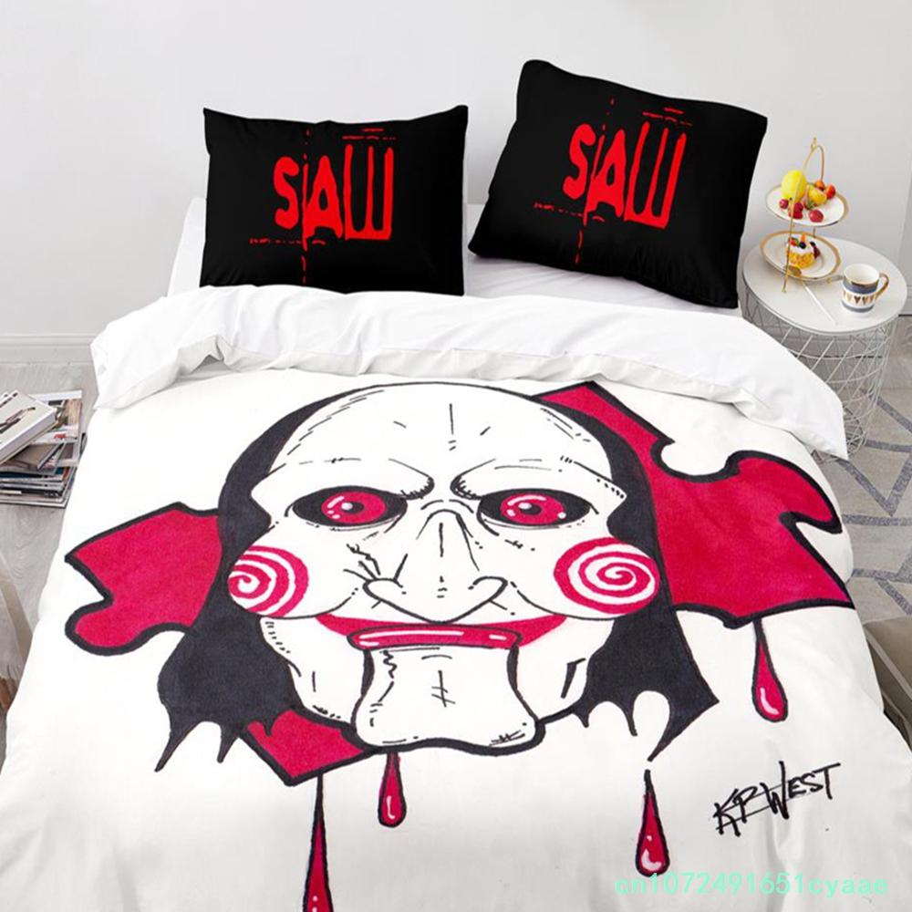Chainsaw Fright Bedding Set Single Twin Full Queen King Size Halloween Bed Set Aldult Kid Bedroom Duvetcover Sets 3D Print 011