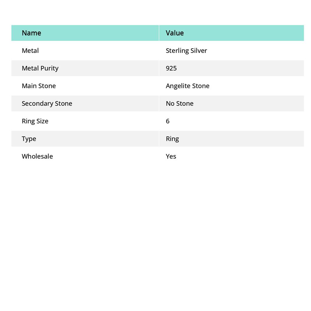 Natural Angelite Stone Gemstone 925 Sterling Silver Jewelry Ring Size 6 a8h25