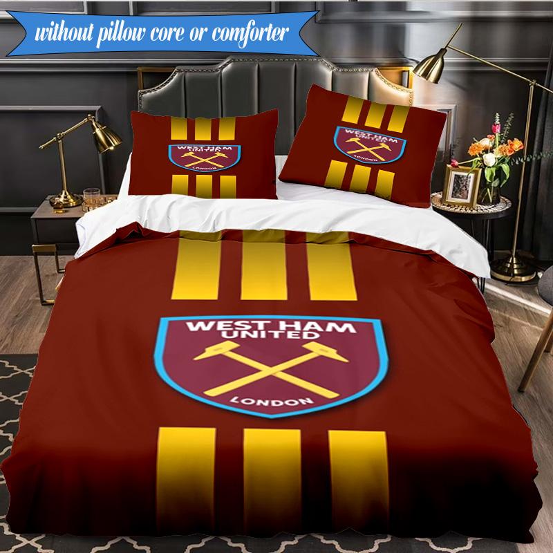 Football Club Emblem 3pcs K-pop music group Bedding set,Ideal for Bedroom, Dormitory,Including Duvet Cover And 2pcs Pillowcases,Fan gifts