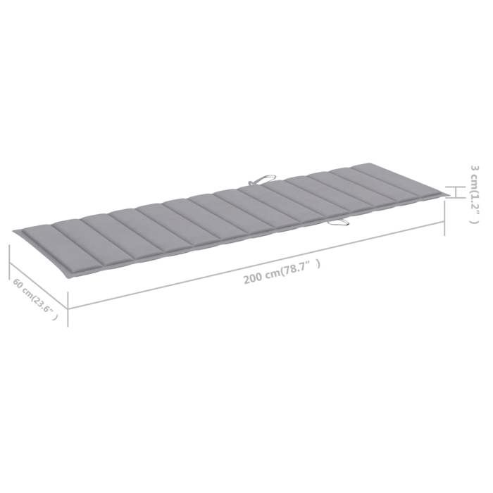 Chaise longue de jardin en bois d'acacia massif avec coussin - vidaXL