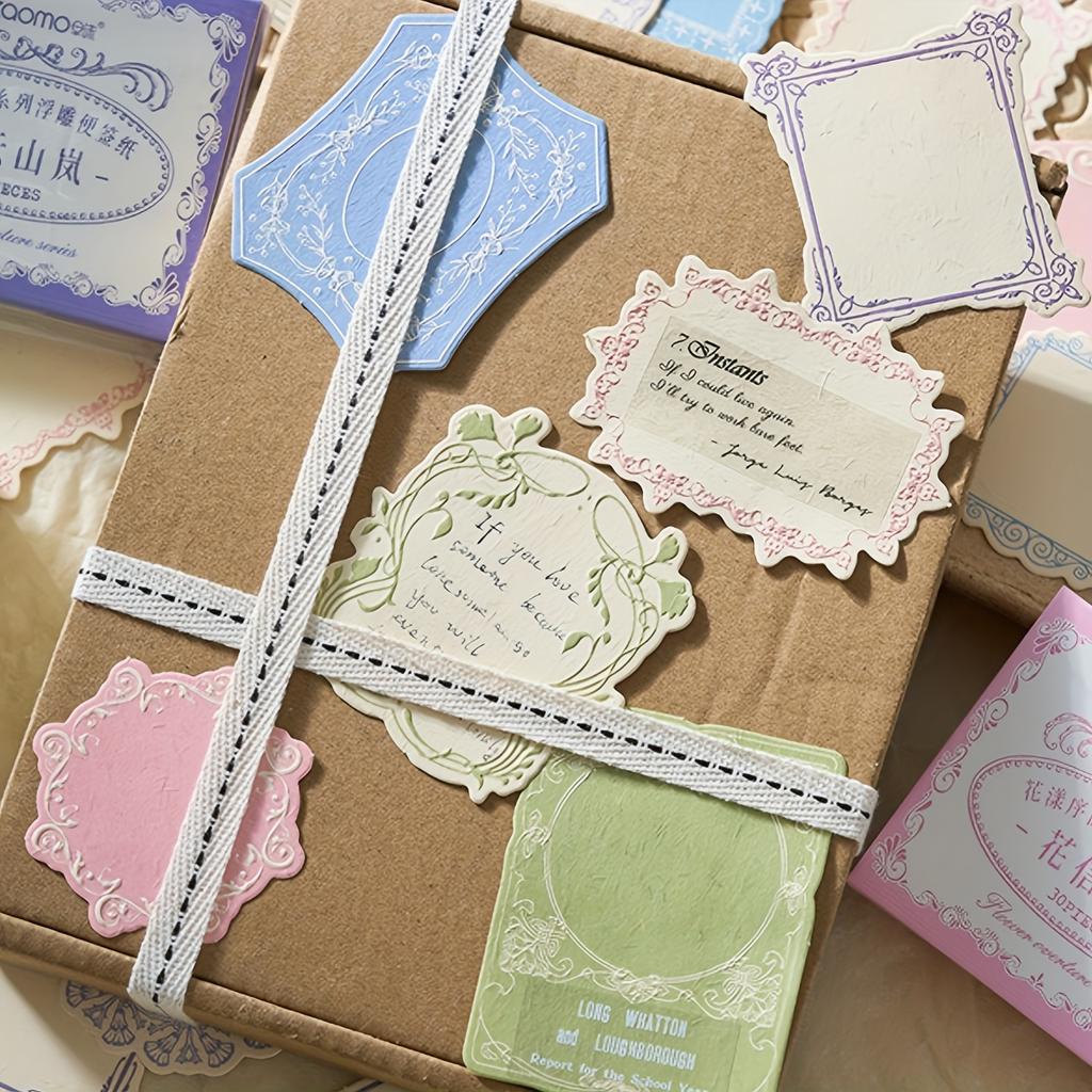 Vintage Embossed Note Cards with Floral & Geometric Designs - Textured Green Paper for Journaling, Scrapbooking, and Crafting