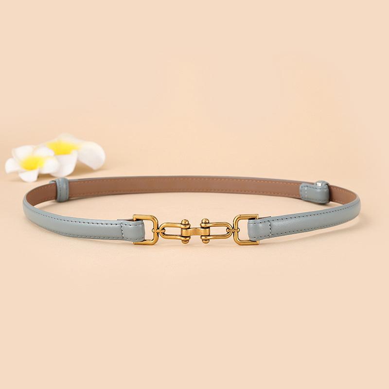 

Korean Style Cowhide Thin Belt for Women, Fashionable Dress Decorative Waist Chain, Versatile Suit Waist Belt 98cm