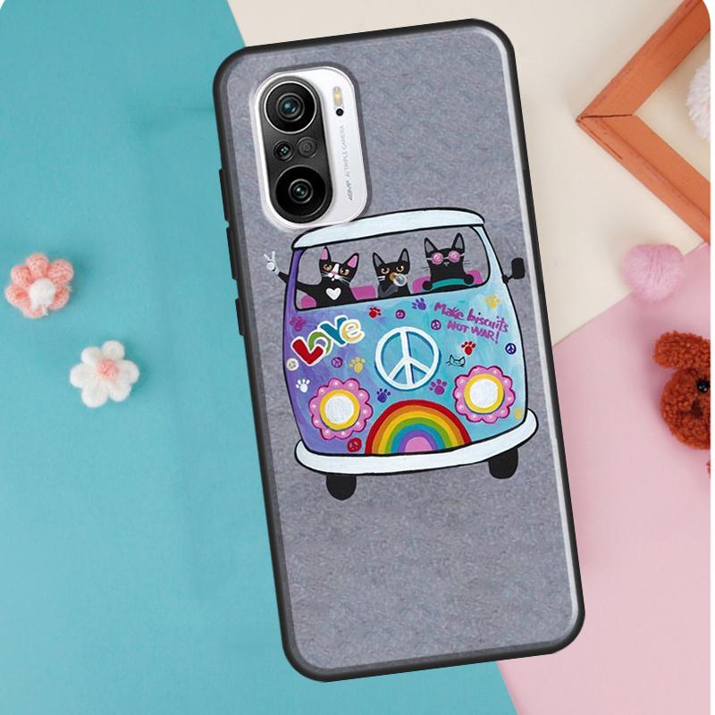 Pouzdro na kočku Hippy Peace Bus pro Xiaomi Mi 11T Pro 12 X 10T Mi 11 Lite kryt na telefon pro POCO X3 Pro GT X4 F3 M3 M4