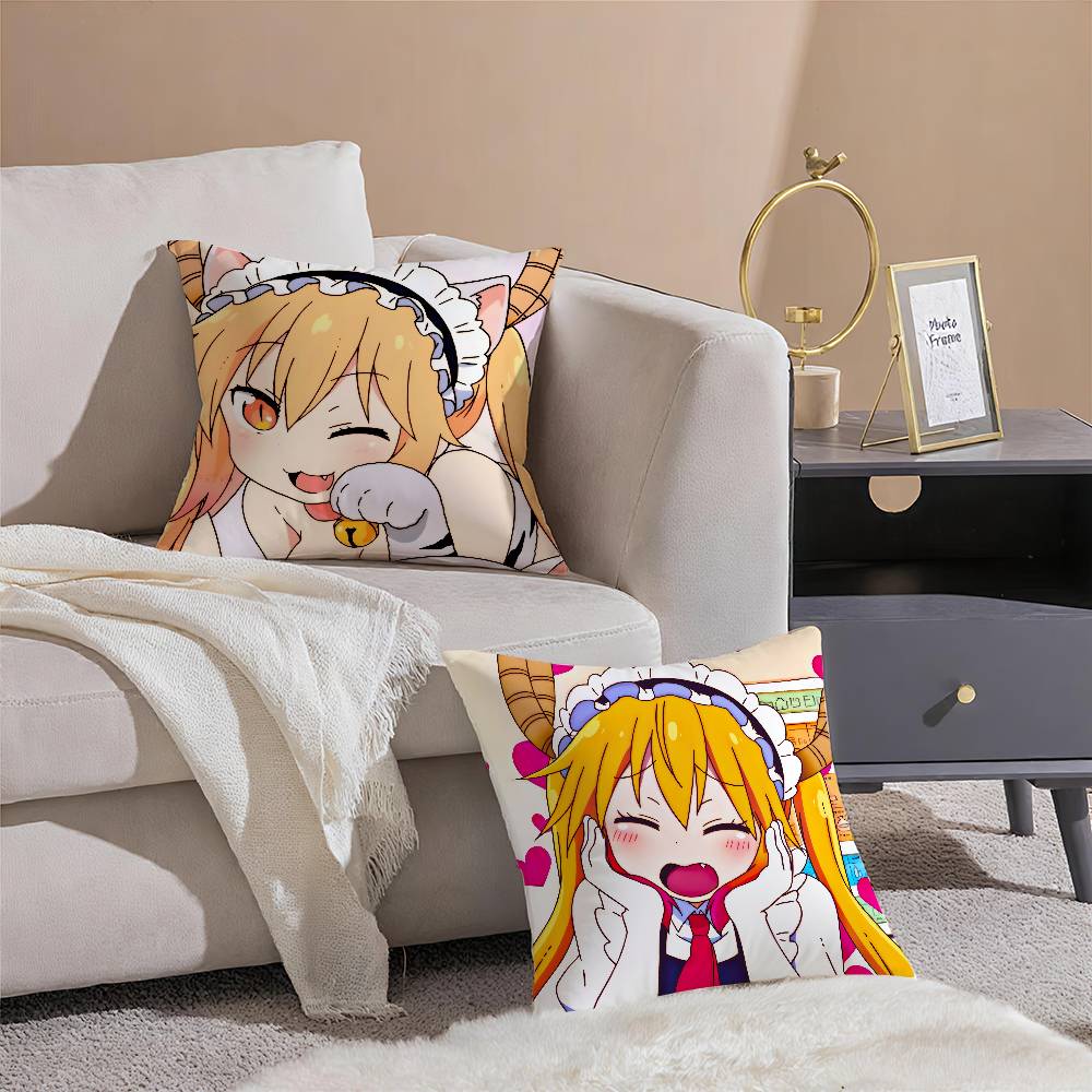 Miss Kobayashi’s Dragon Maid-B Anime Pillow Case Comfort Sofa Bed Silky Elegant Invisible Zipper Decorative Cushion Cover
