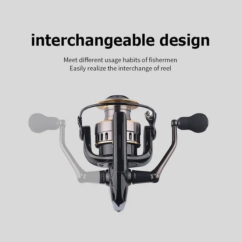 Durable Fishing Spinning Reel Metal Spool 5.2:1 Gear Ratio 12BB Ball Bearings No Play Interchangeable Left and Right Suitable for Saltwater Freshwater