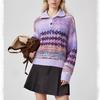 Wind lapel gradual change sweater women's autumn and winter new Fair Island jacquard bright silk design loose knitted sweater