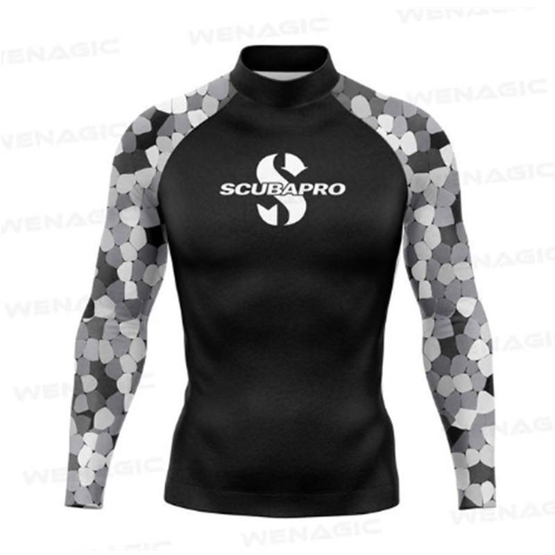 SCUBAPRO Uomo UPF 50 Manica Lunga Rash Guard Maglietta da Nuoto Surf Subacquea Estate Spiaggia Sport Acquatici