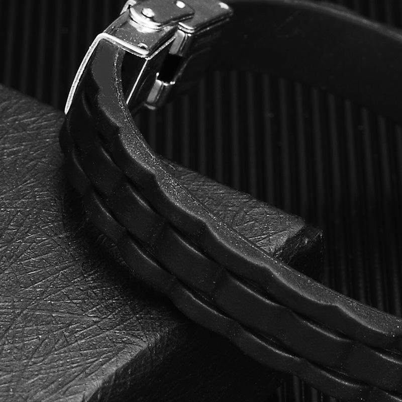 Engravable Leather Bracelet for Men Couple Silicone Rope Bracelets Women Bulk Stainless Steel Jewelry ALN25122608