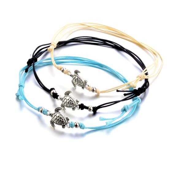 

3Pcs Bohemia Women Weaved Rope Sea Turtle Stone Anklet Bracelet Foot Jewelry