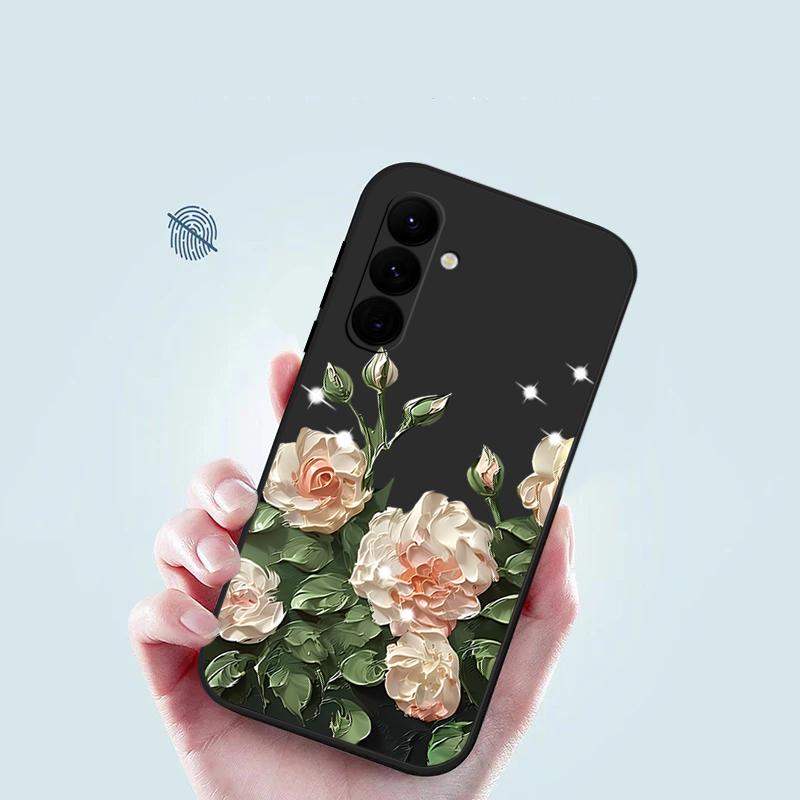 Rose Flower Paintings TPU Case For Samsung Galaxy S24 S25 FE S26 S25 S23 S22 Ultra A17 A56 A16 A55 A25 A15 A36 A54 5G Lanyard Soft Cover