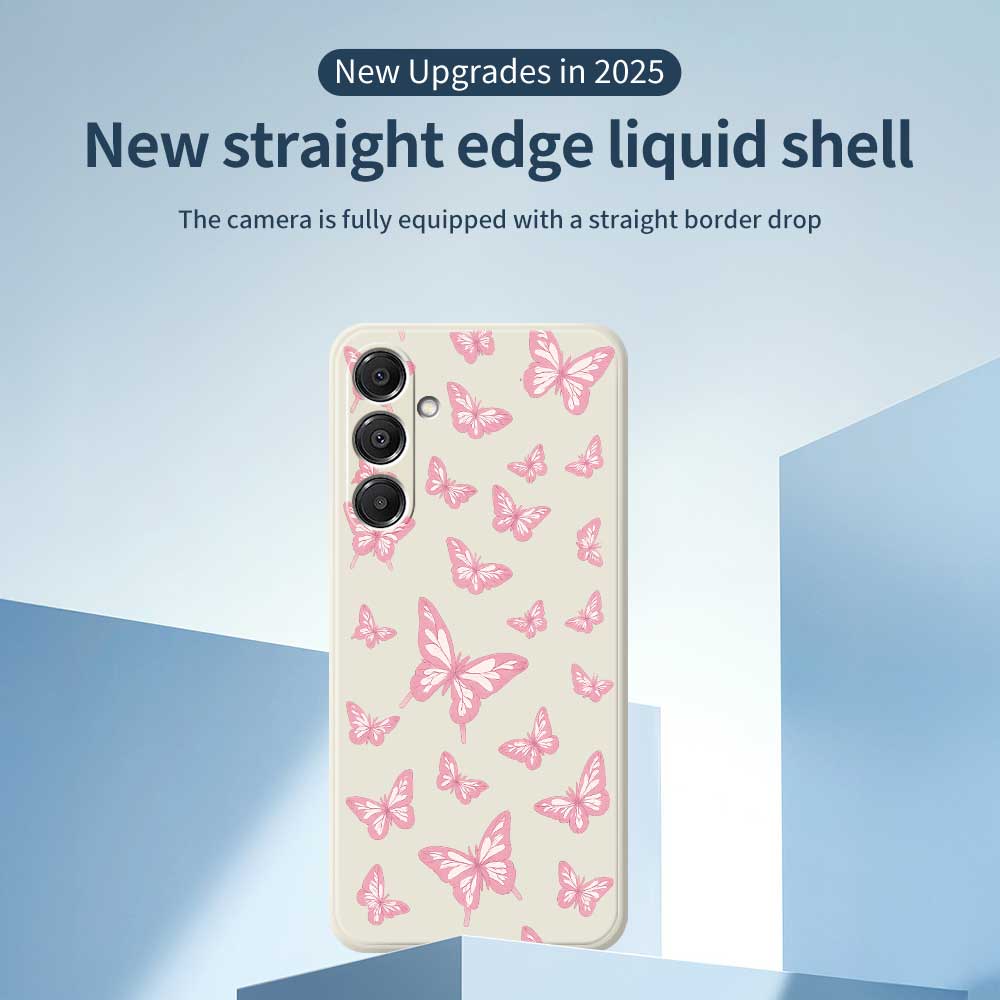 For Samsung Galaxy A16 5G/4G Case Pink Butterflies Pattern Printing Straight Edge TPU Phone Back Cover