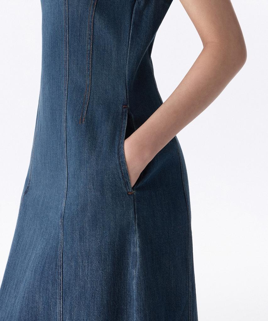 MUSINSA STANDARD WOMAN Women'S Paneled Denim Maxi Dress [Medium Indigo]