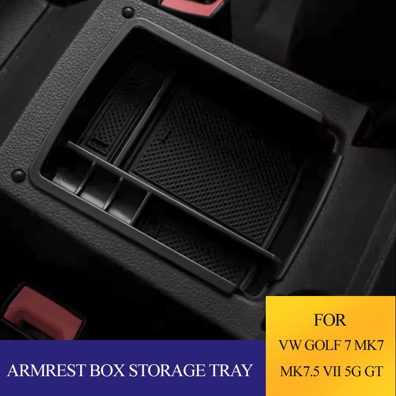 Car Armrest Storage Box Tray For Volkswagen VW Golf 7 Mk7 VII 5G GT I R 2013-2019 Console Organizer Case Container Accessories