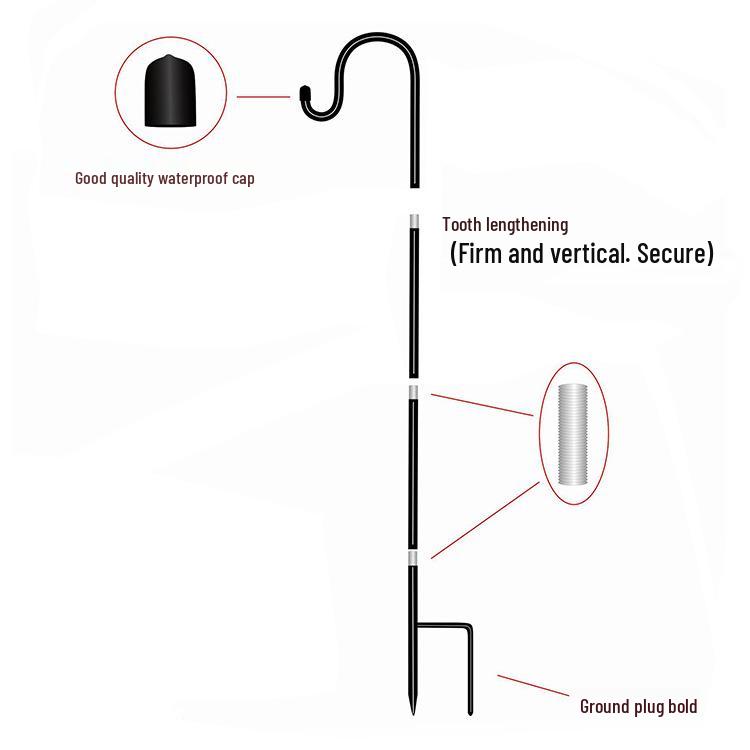 Rust-Proof Outdoor Shepherd Hook: Detachable Iron Craft for Yard and Garden