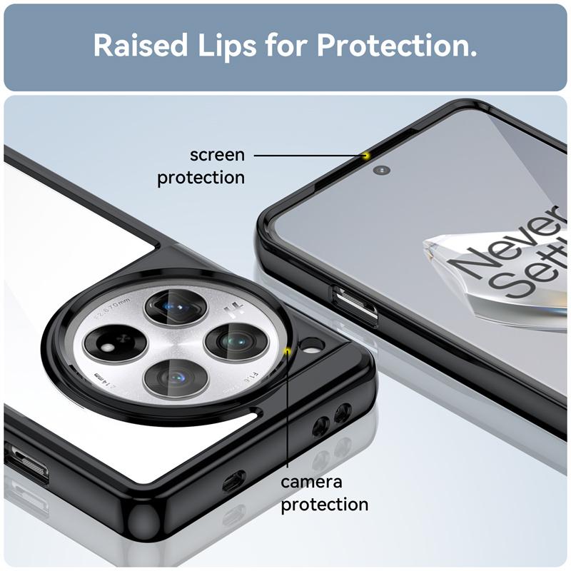 Transparent Shockproof TPU Case for OnePlus 12 12R Protective Frame Full Protection Colorful Clear Cover
