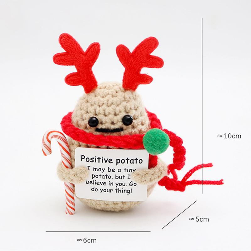 Cute Christmas Emotional Support Doll Fun Crochet Positive Energy Christmas Doll Handmade Knitte Doll Home Decor Festival Gift