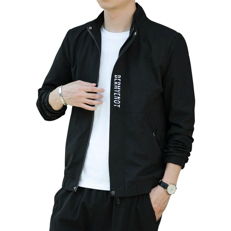 Men’s Stand Collar Spring Autumn Jacket Korean Style Casual Camping Fishing Windbreaker Youth Sports Trendy Top