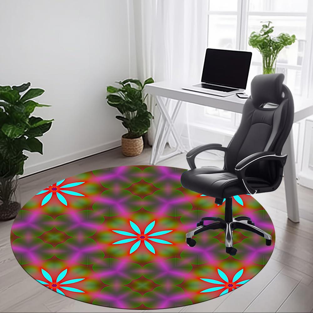 1pc Floral Pattern Carpet, Round Non Slip Durable Large Size Office Carpet, Suitable for Office