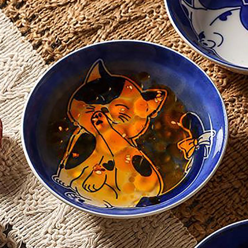 Ins Niedliche Niedliche Katze Geschmacksnapf Keramik Rund Gewürzschale Kinder Cartoon Kreatives Geschirr Essigschale Dip-Schale