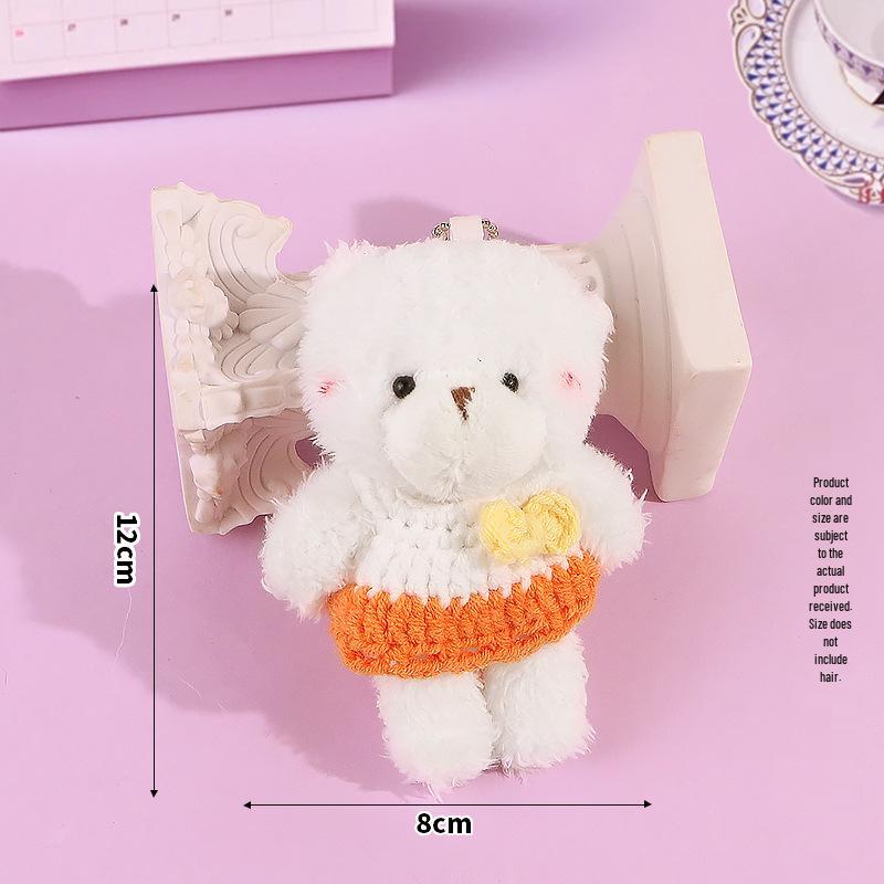 Blush Bear Doll Keychain: Cute Skirt Plush Heart Bag Charm Gift