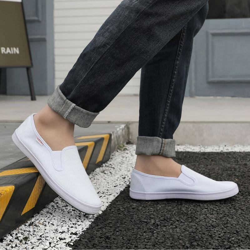 Men and women couples canvas shoes one-pedal casual shoes simple little white shoes student shoes low-top board shoes single shoes