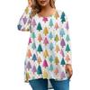 Women's Fashionable Casual Long Sleeved Plus Size  Print Top Plus Size Floral Print Top