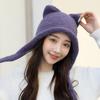 Unisex Solid Color Crochet Hat Cat Kitten Ear Shape Hat Warm Fluffy Winter Crochet Warm Skiing Supplies for Adult Teens