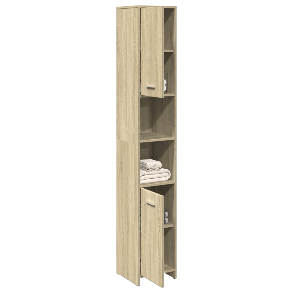 Bathroom Cabinet Sonoma Oak Finish 30 X 30 X 183.5 Cm Particleboard