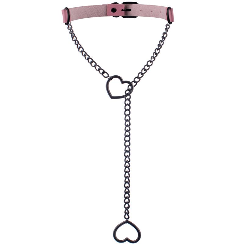 Náhrdelník s retiazkou a príveskom v tvare srdca Čierny kožený Choker Golier Pre ženy Goth Doplnky Punk Gotické Šperky